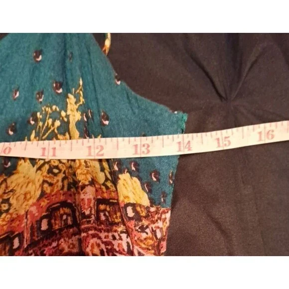 Free People Morning Song Button Front Floral Print Maxi Dress Teal Small - Picture 10 of 14